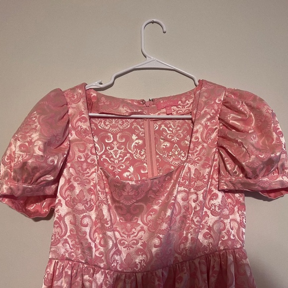 Pink Metallic Floral Dress - Picture 4 of 4